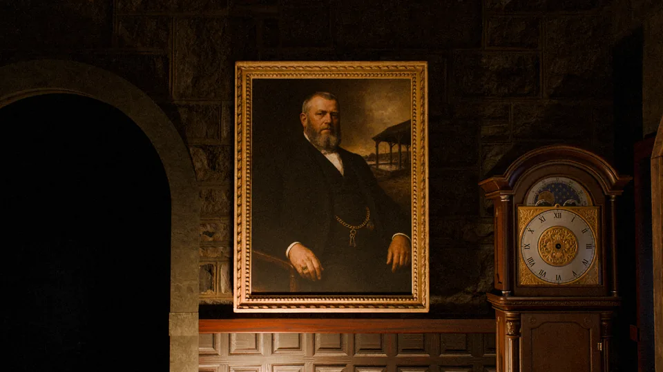 The portrait in the hall, watching the stairs